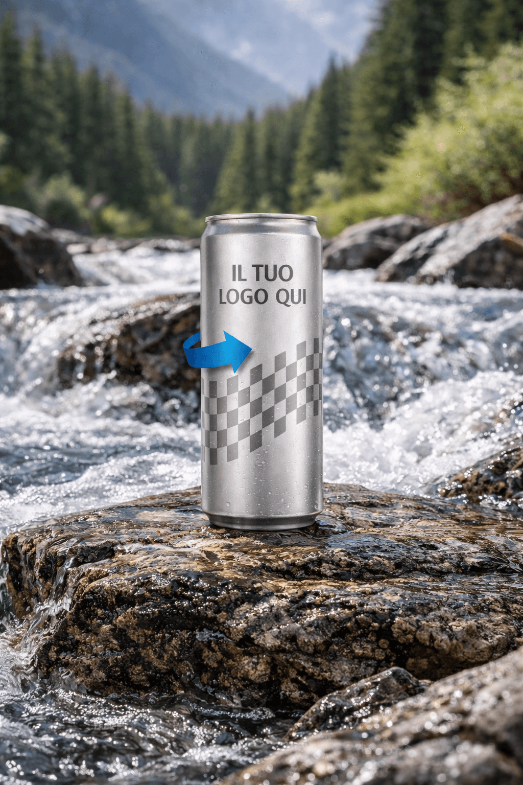 Lattina d'acqua Acqua Adv 33cl in alluminio personalizzabile con il logo del tuo brand